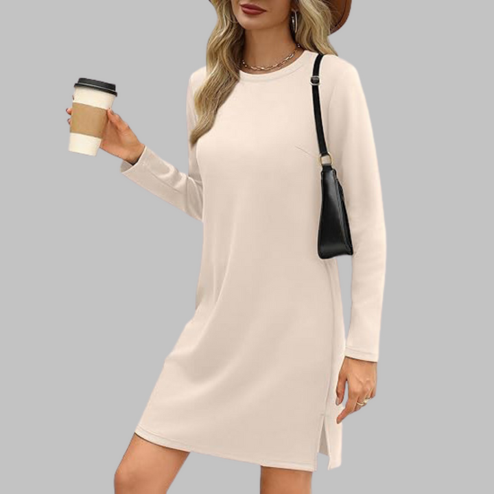 Alaya | Comfortable Long Sleeve Round Neck Dress