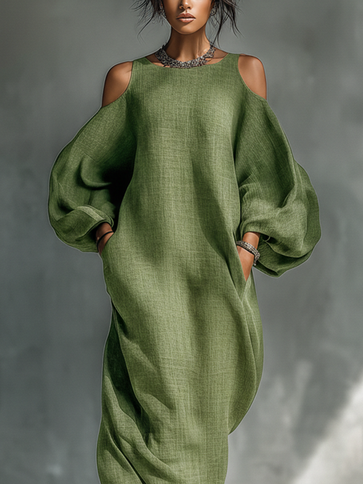 Gina | Light Green Cold-Shoulder Maxi