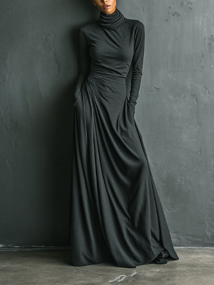 Rosie | Charcoal Elegant Stretch Polyester-Cotton