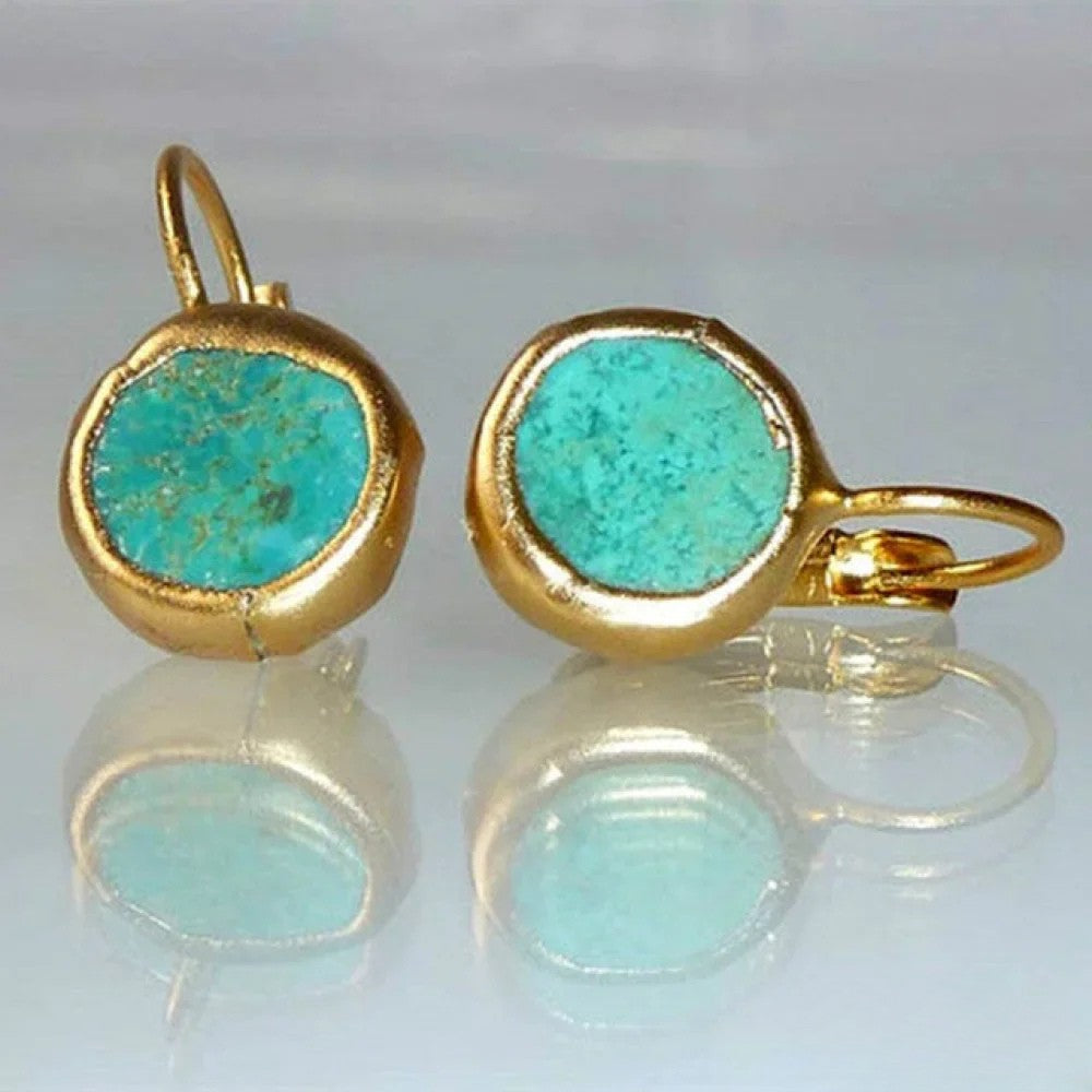 Jennifer | Golden Vintage Earrings with Turquoise