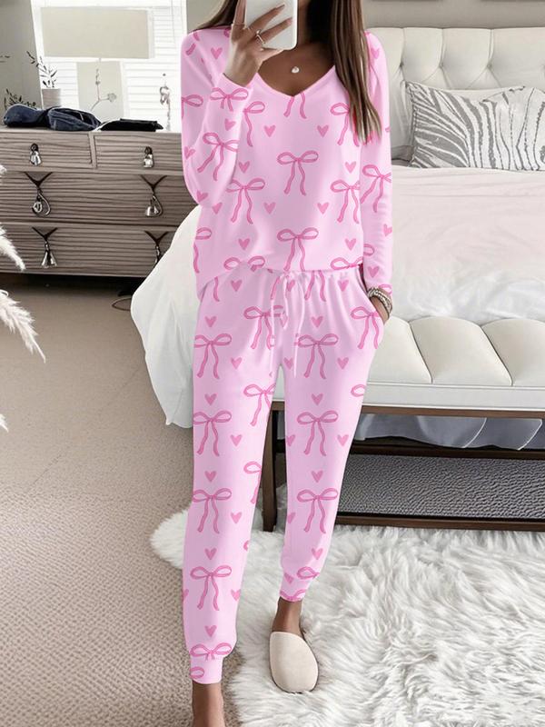 Hallie | Bow Print V-Neck Long