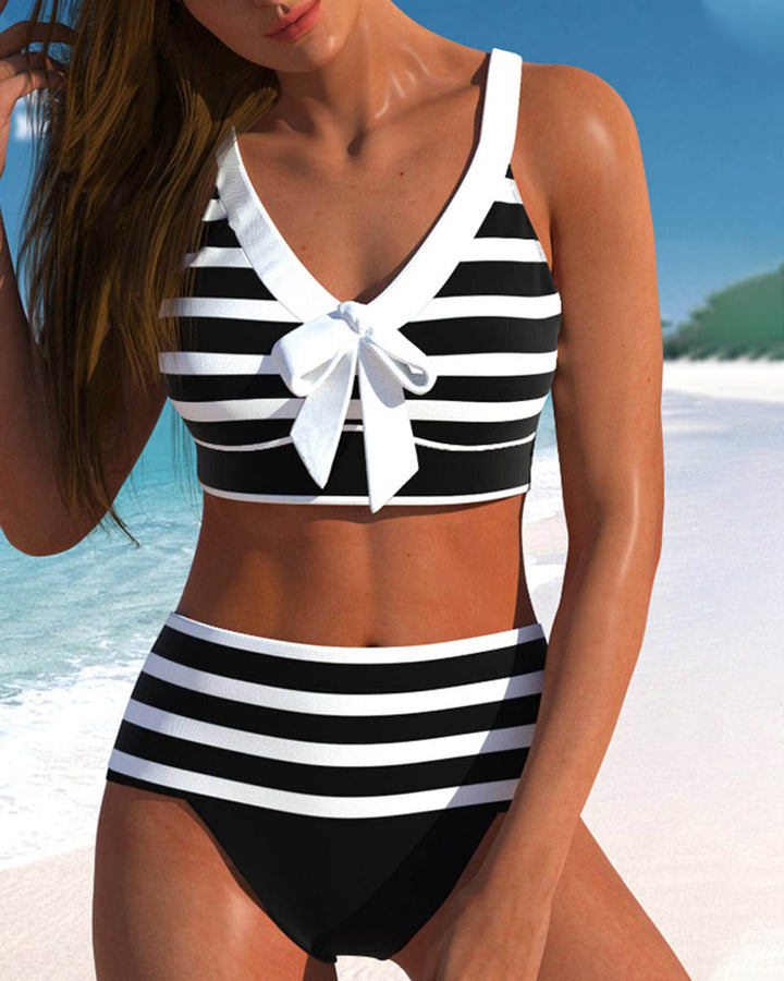 Laluna | Striped High-Waisted Bikini