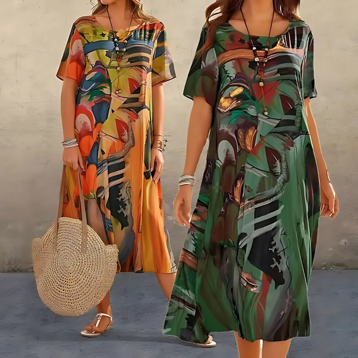 Coral | Elegant Floral Dress