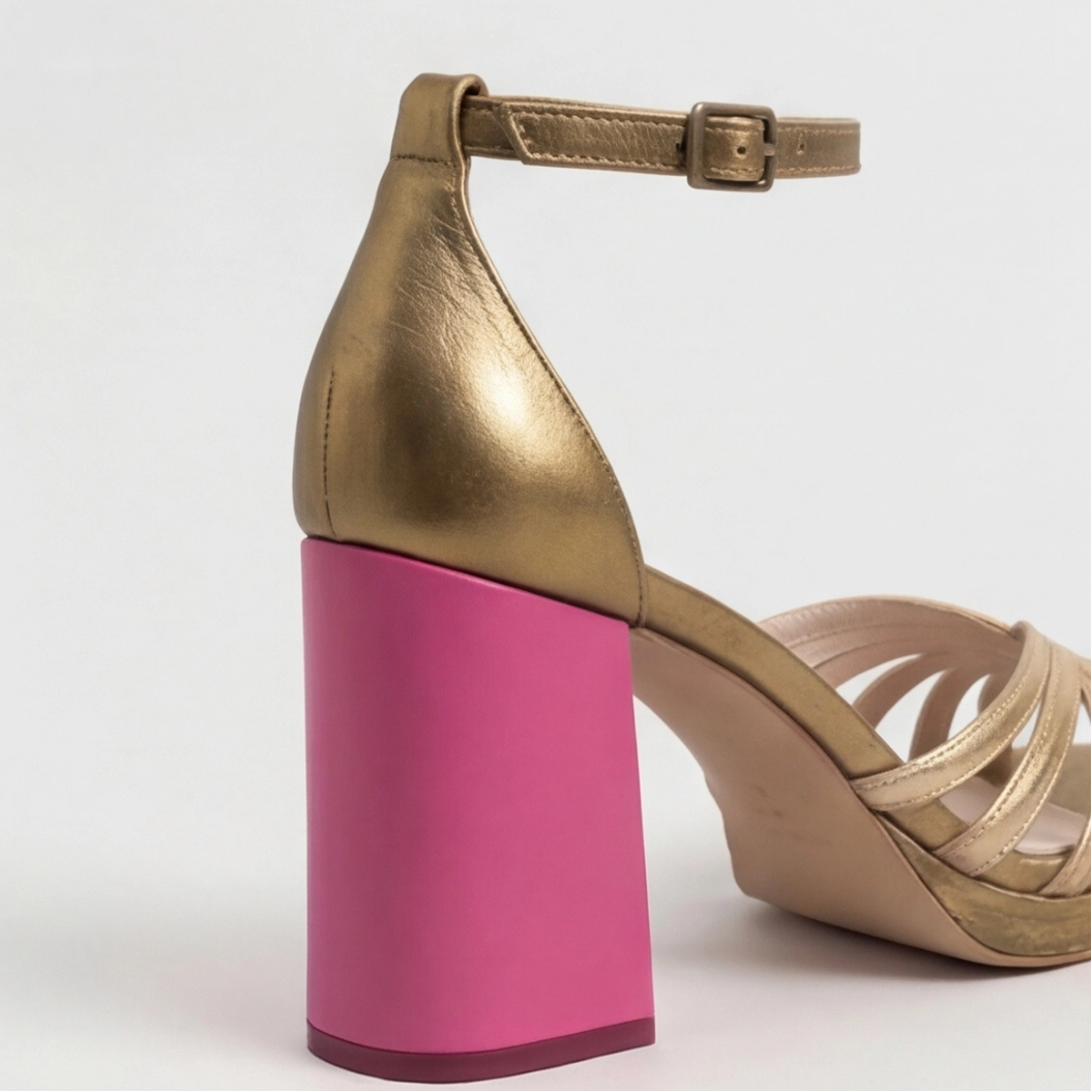Noelle | Gold Block Heel