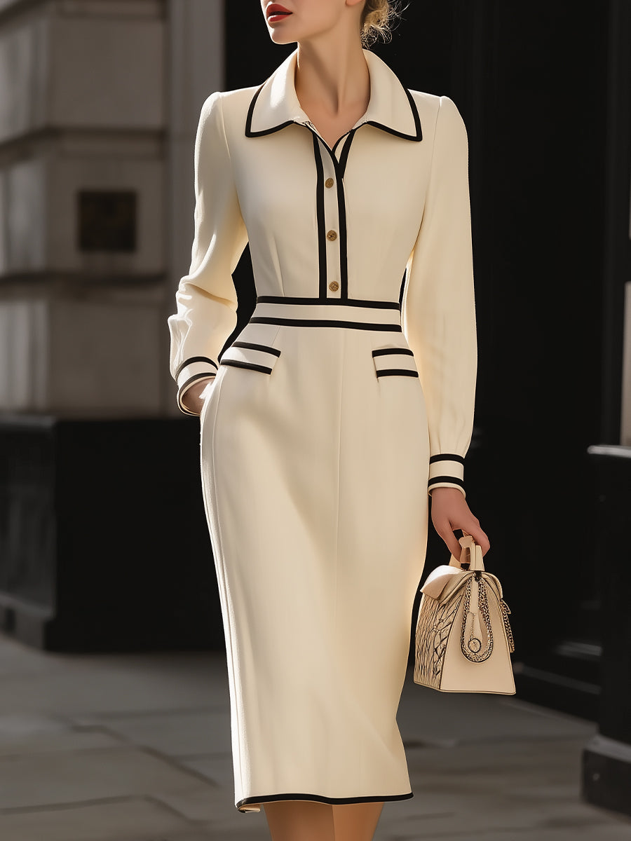 Dalmally | Trim Midi Dress With Button Detail