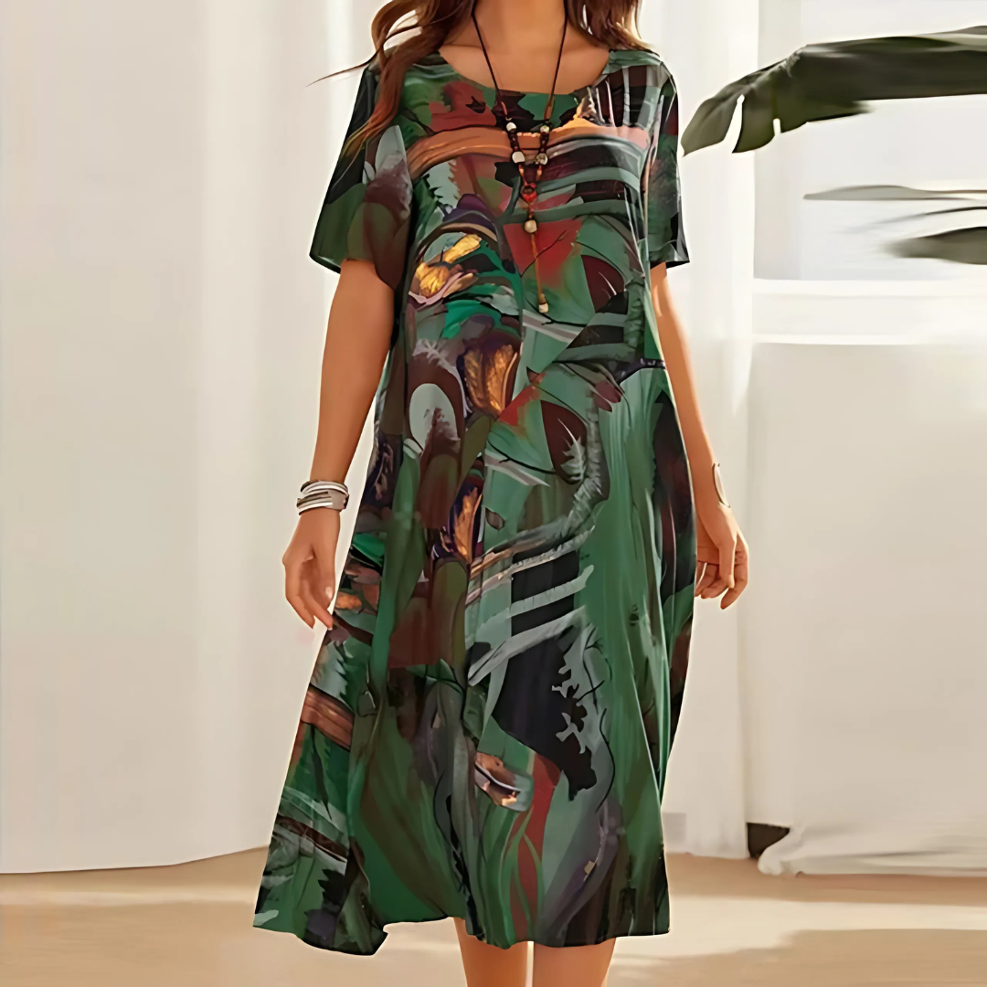 Coral | Elegant Floral Dress