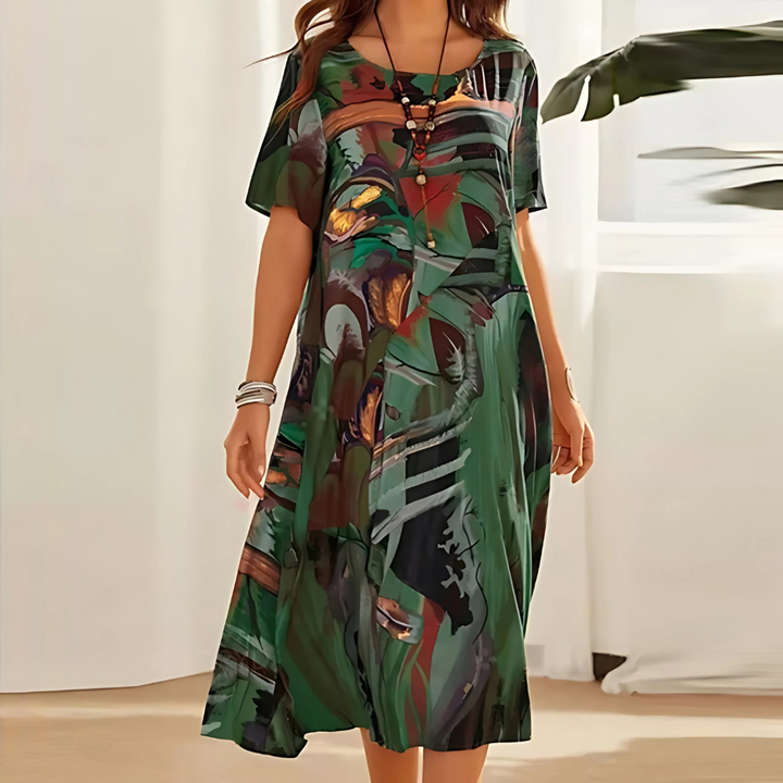 Coral | Elegant Floral Dress
