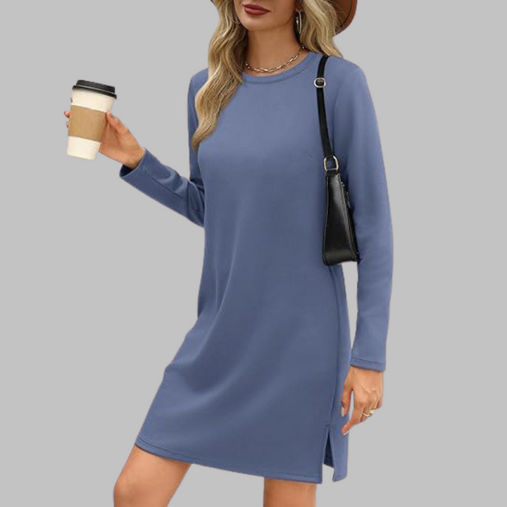 Alaya | Comfortable Long Sleeve Round Neck Dress