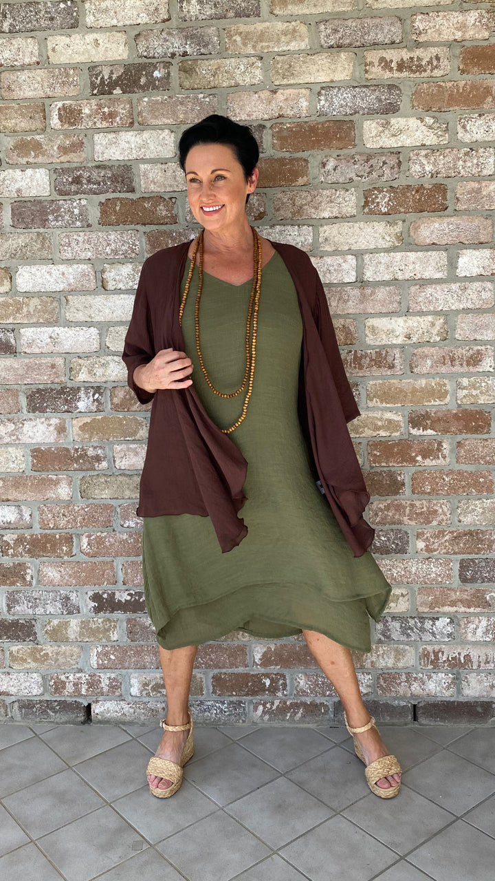 Ximena | Chelsea Olive Midi Dress