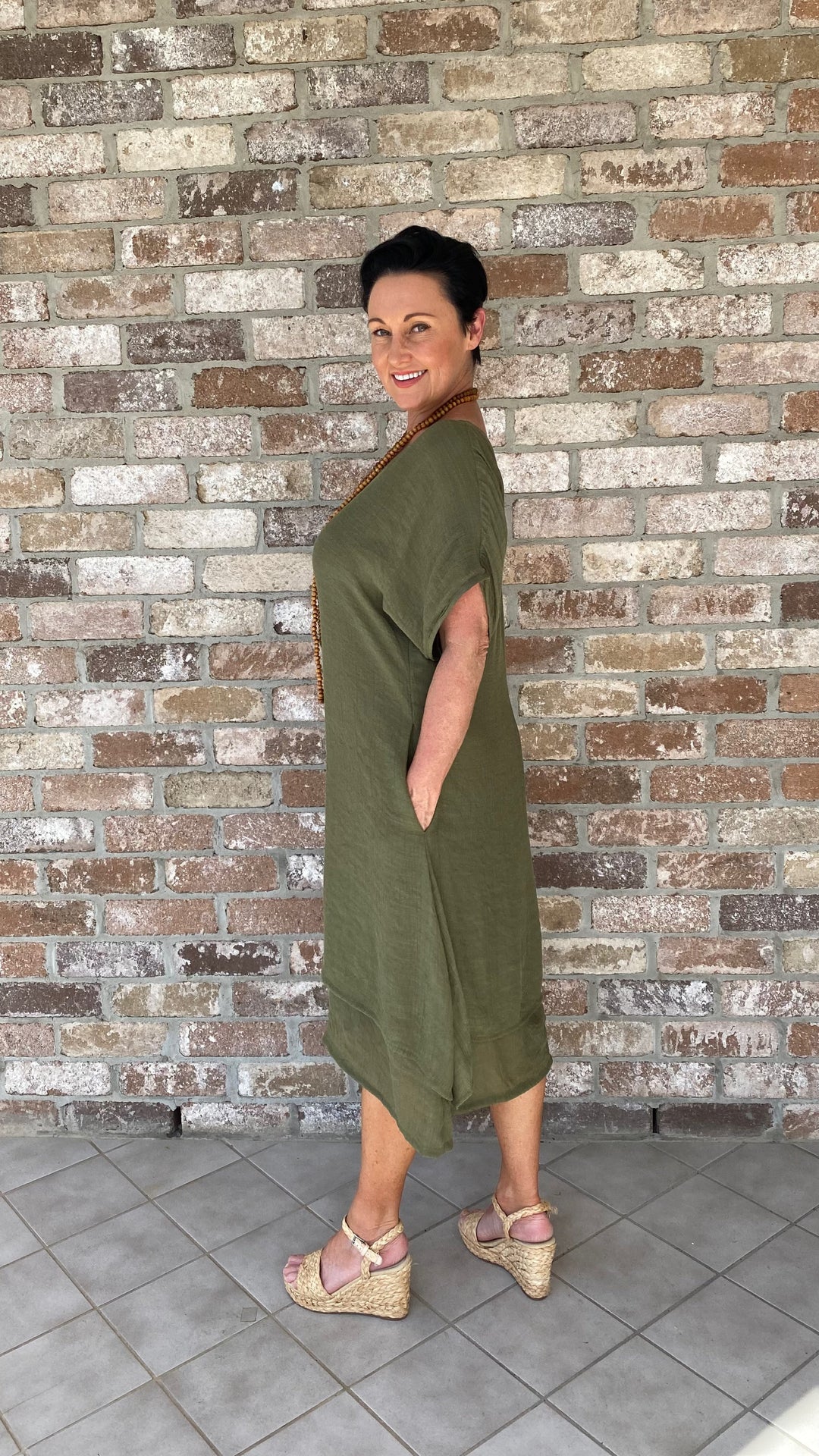 Ximena | Chelsea Olive Midi Dress