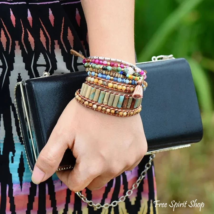 Grace | Jasper & Sunflower Charm Leather