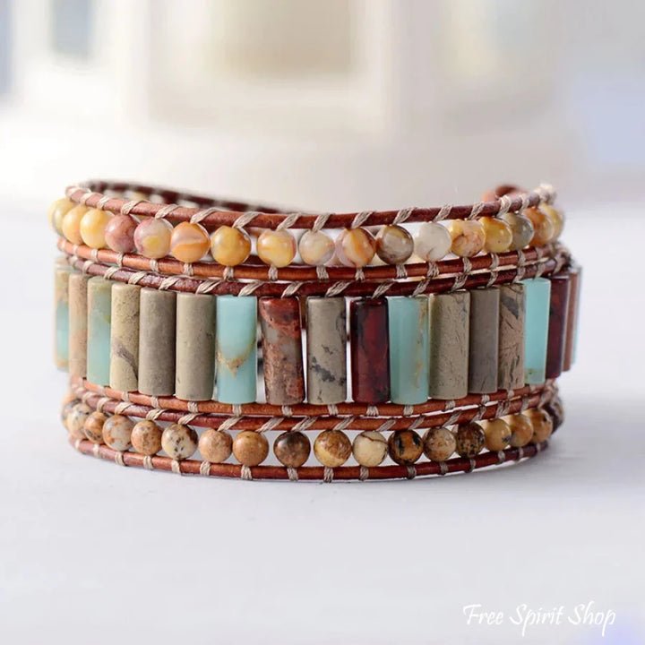 Grace | Jasper & Sunflower Charm Leather