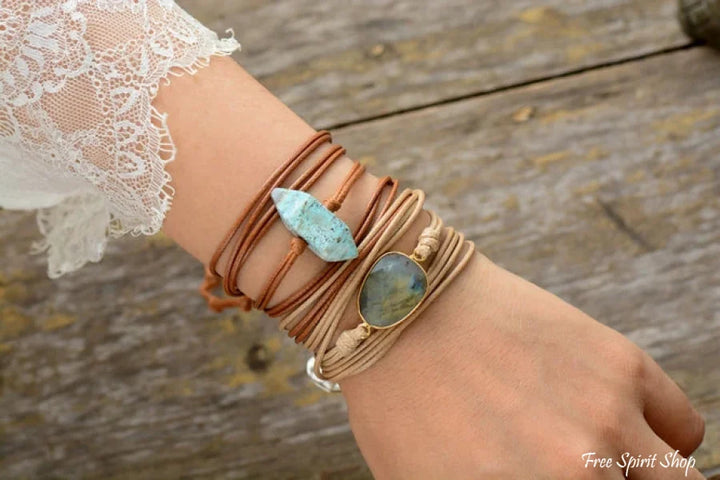 Helen | Handmade Natural Labradorite Gemstone Wrap