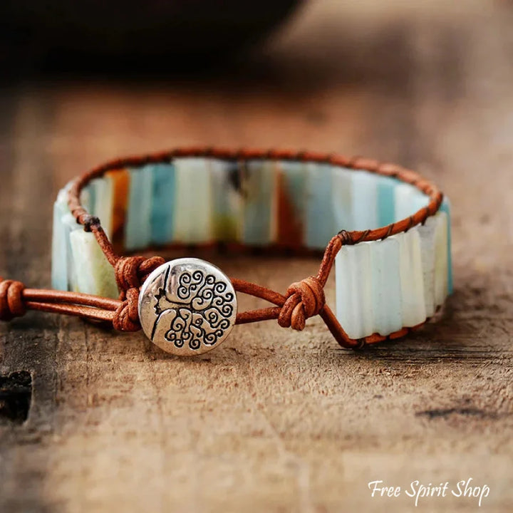 Adriana | Amazonite Stone & Leather Tree