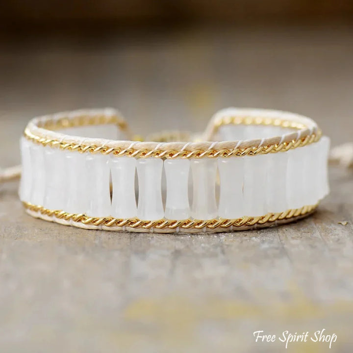 Paige | White Jade & Gold Chain