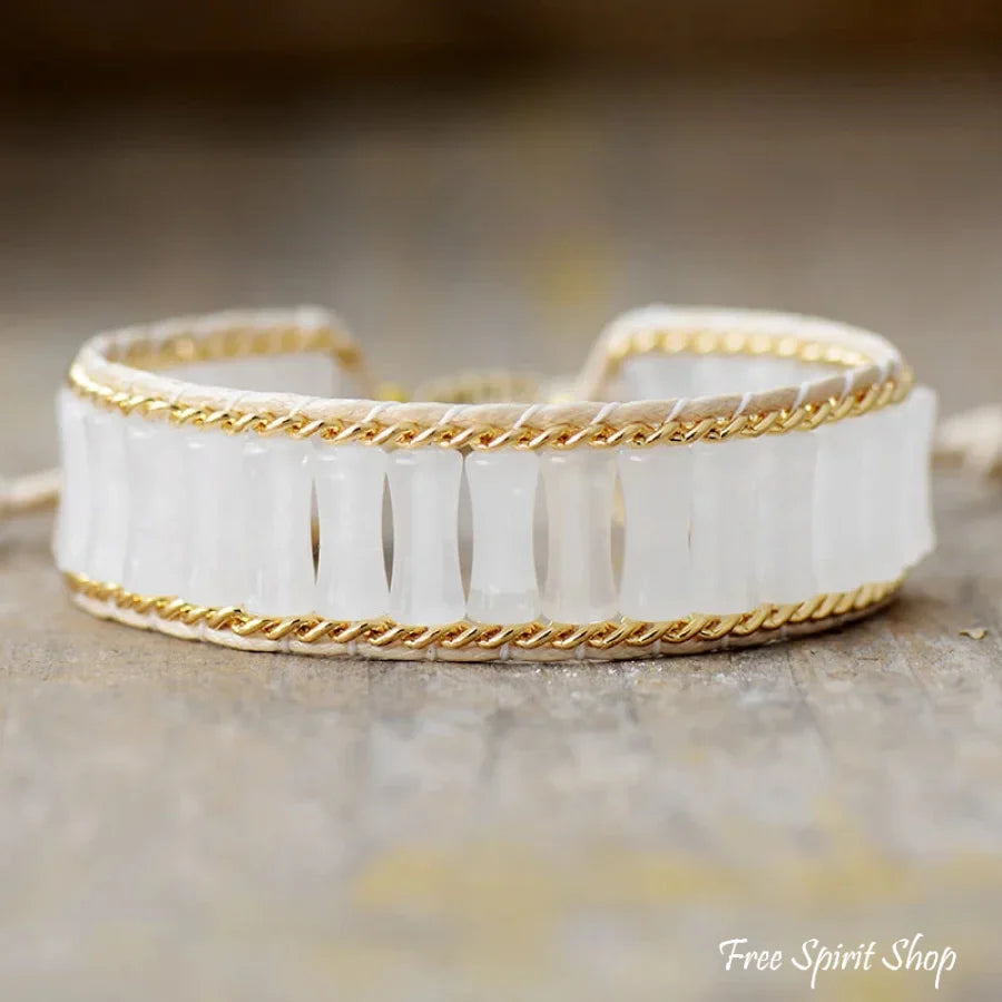 Paige | White Jade & Gold Chain