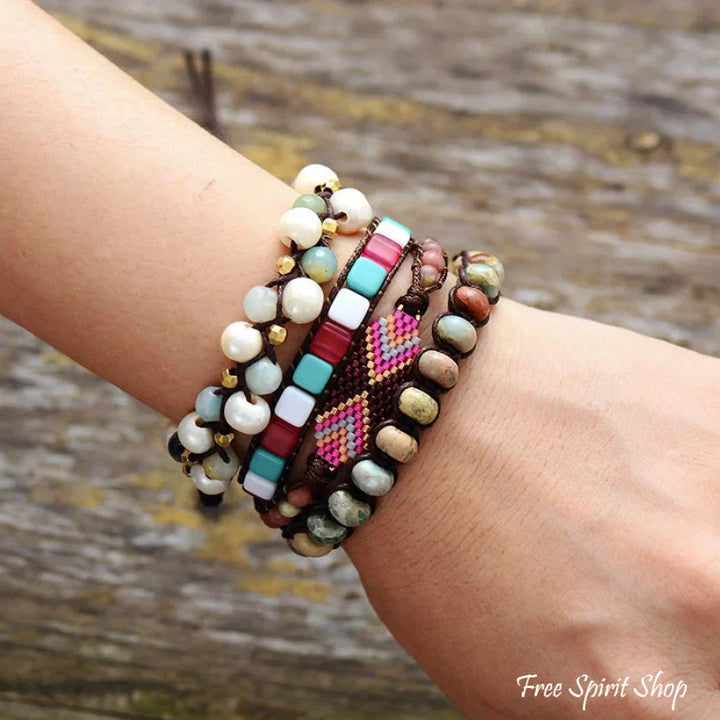 June | Freshwater Pearl & Amazonite Wrap