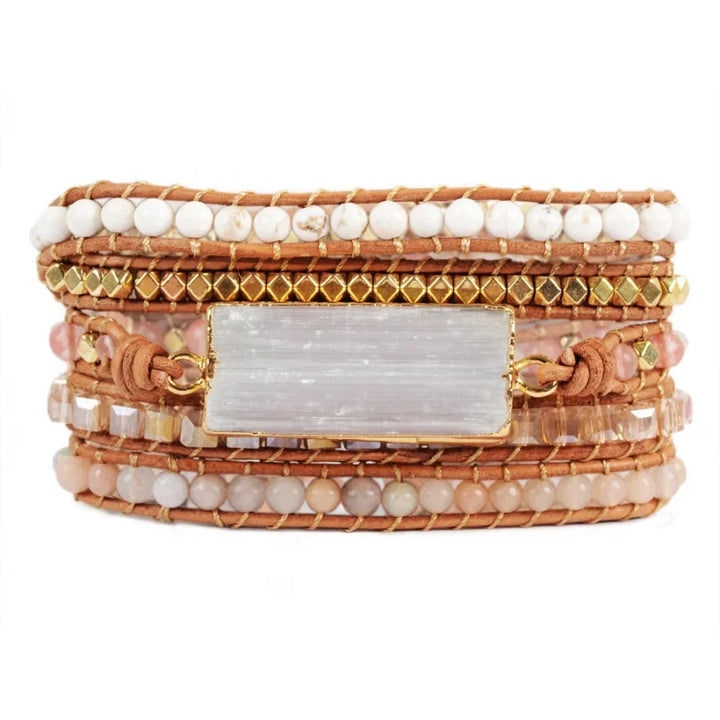 Willow | White Selenite & Sunstone Wrap