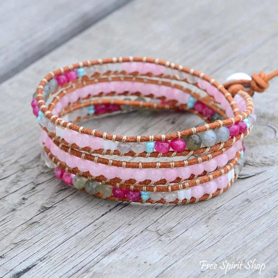 Sharon | Rose Quartz & Labradorite Wrap