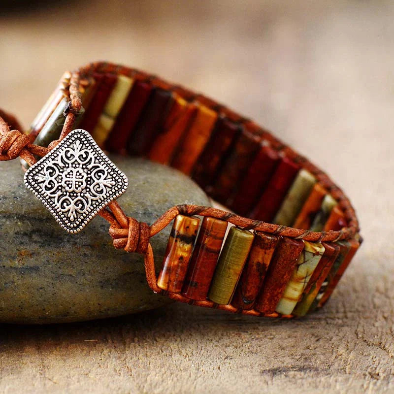Rita | Handmade Natural Jasper Tube Wrap