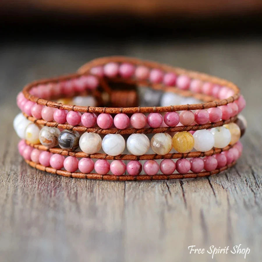 Uma | Rhodonite & Amazonite Beaded Wrap
