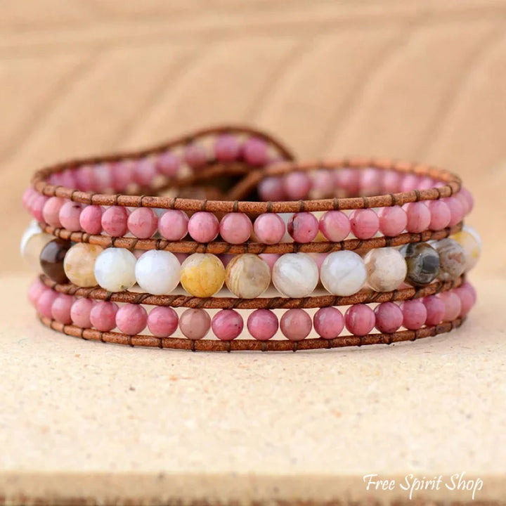 Uma | Rhodonite & Amazonite Beaded Wrap