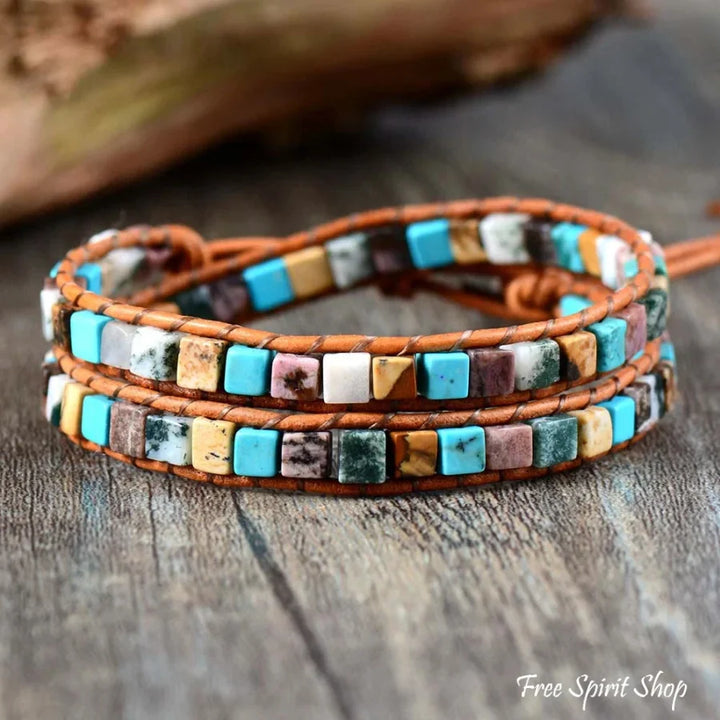 Jade | Jasper Semi-Precious Stone Two Layer