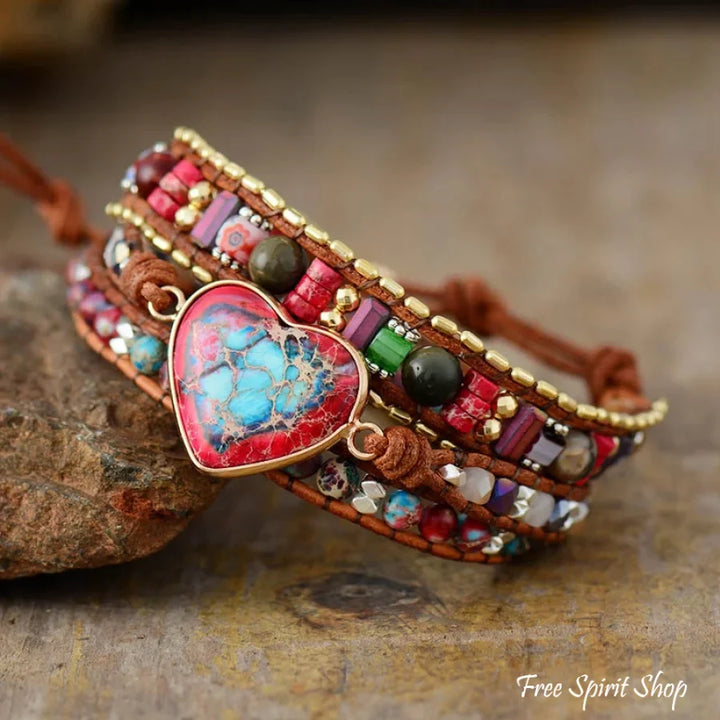 Bonnie | Handmade Mix Gemstone Red Heart