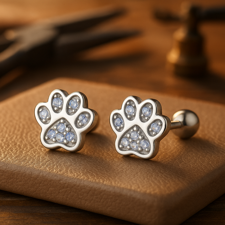 Arden | Stud Earrings with Paw Print