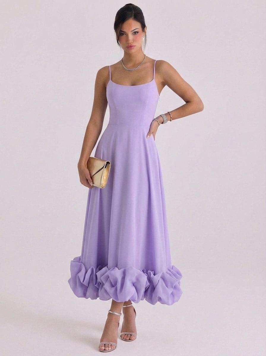 Grainne | Chiffon Rosette Hem Maxi Dress