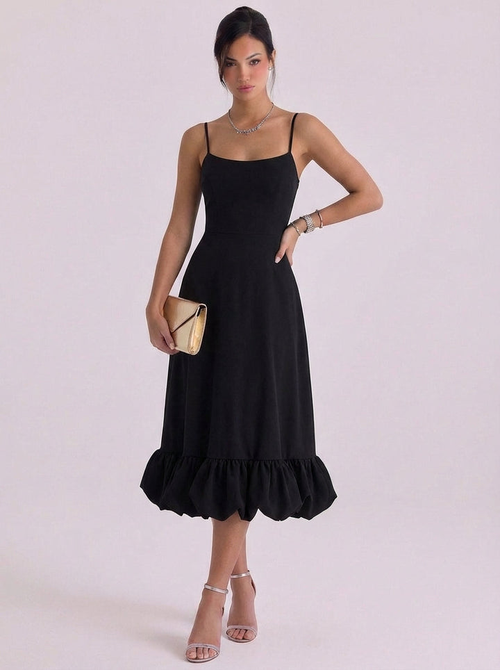 Grainne | Chiffon Rosette Hem Maxi Dress