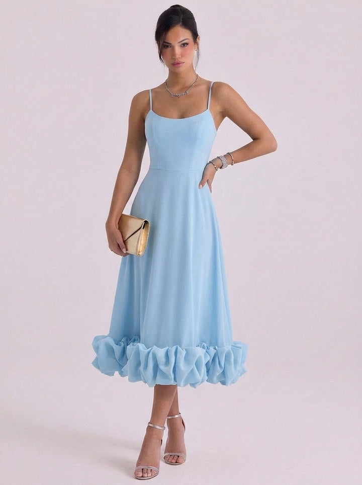 Grainne | Chiffon Rosette Hem Maxi Dress