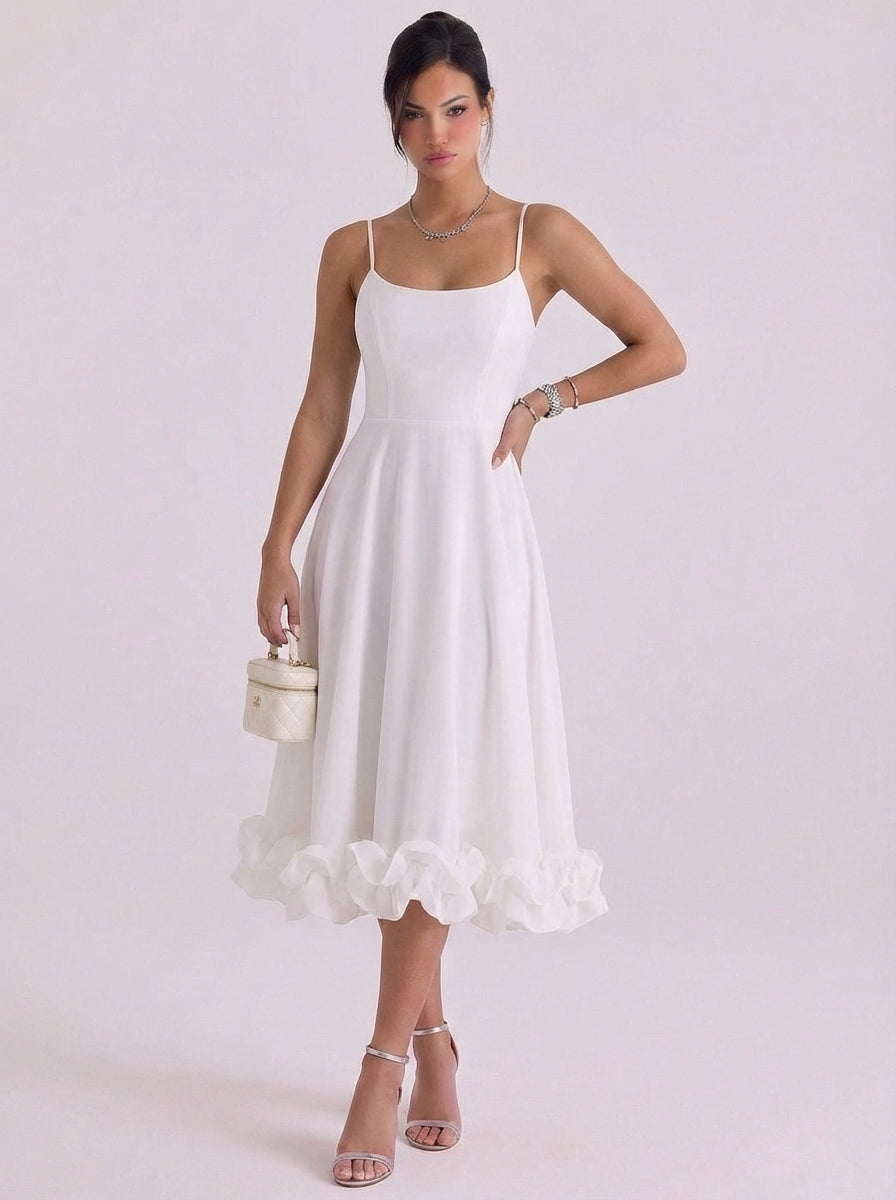 Grainne | Chiffon Rosette Hem Maxi Dress