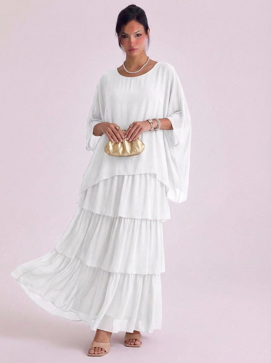 Eimear | Chiffon Tiered Ruffle Maxi Dress Oversized Top