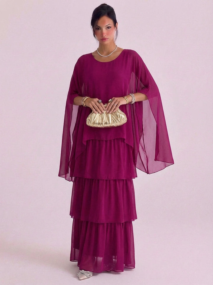 Eimear | Chiffon Tiered Ruffle Maxi Dress Oversized Top