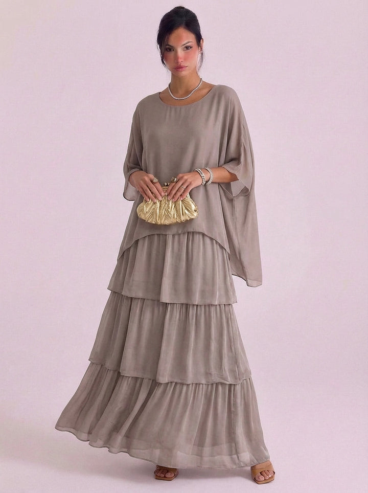 Eimear | Chiffon Tiered Ruffle Maxi Dress Oversized Top