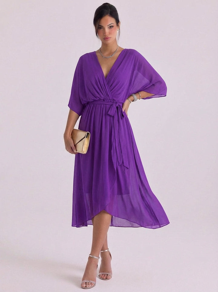 Shona | Chiffon Wrap Maxi Dress With Belt Tie