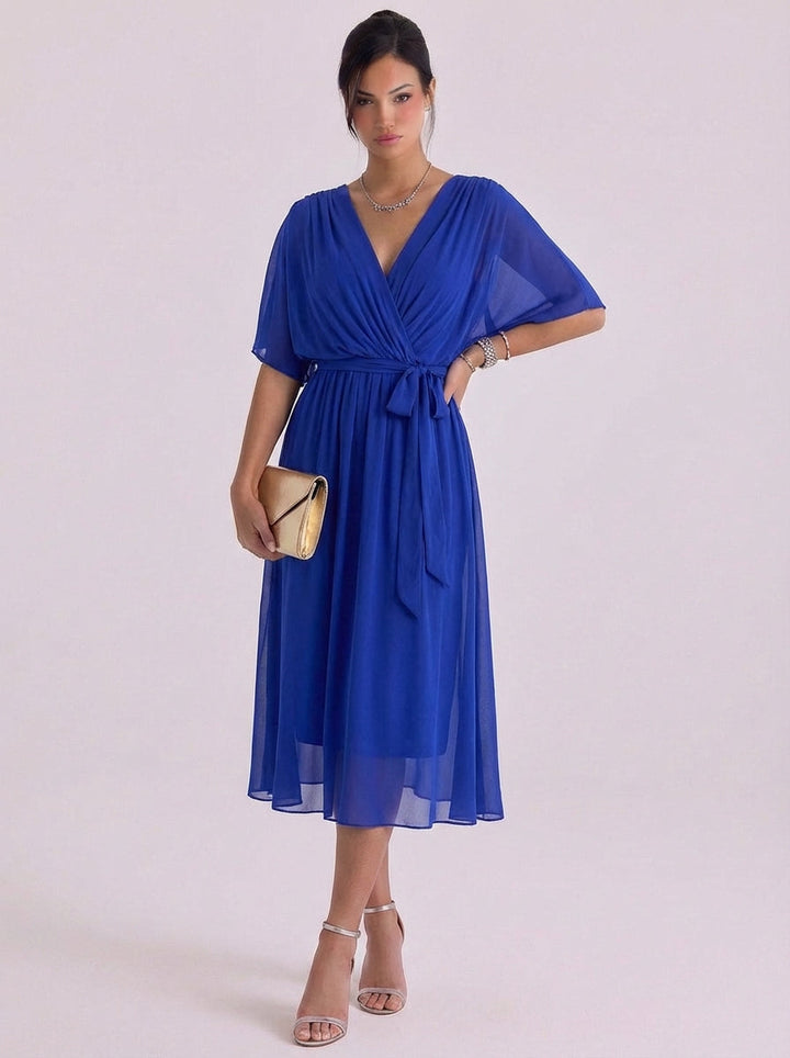 Shona | Chiffon Wrap Maxi Dress With Belt Tie