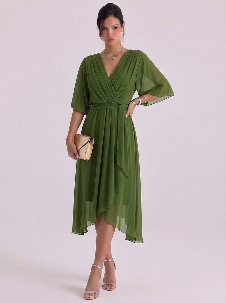 Shona | Chiffon Wrap Maxi Dress With Belt Tie