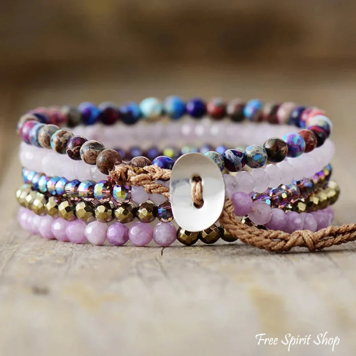 Felicia | Rose Quartz Pyrite & Purple