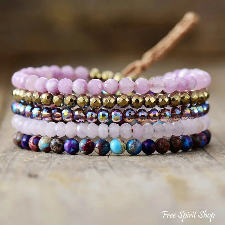 Felicia | Rose Quartz Pyrite & Purple