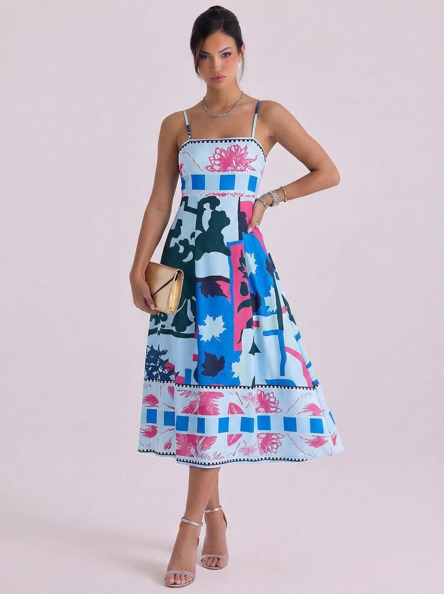 Peadar | Cotton Printed Fit And Flare Midi Dress