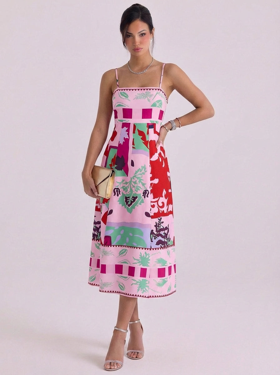 Peadar | Cotton Printed Fit And Flare Midi Dress