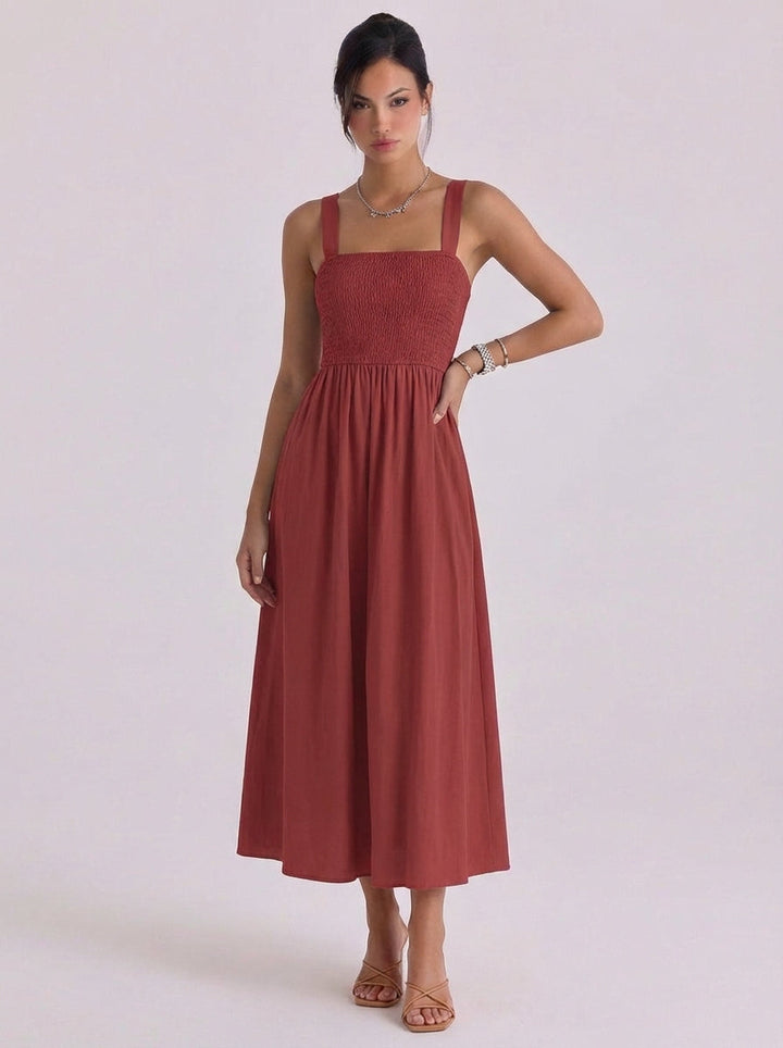 Torcall | Cotton Smocked Halter Midi Dress