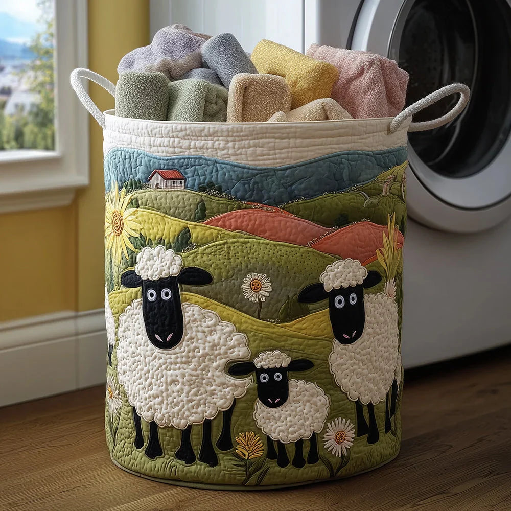 Sheep Worl | Quilted Laundry Basket