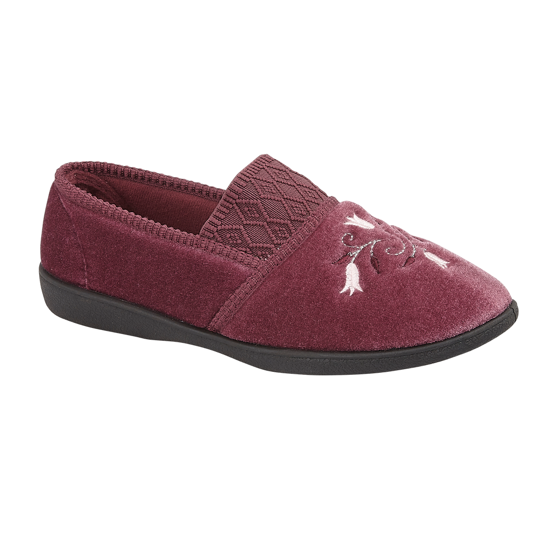 Mirabel | Wide Fit Embroidered Slippers