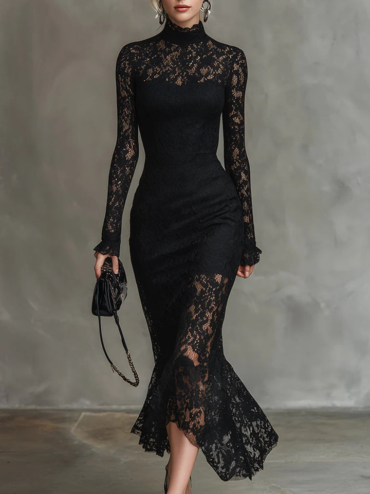 Aurore | Black Lace Maxi Dress