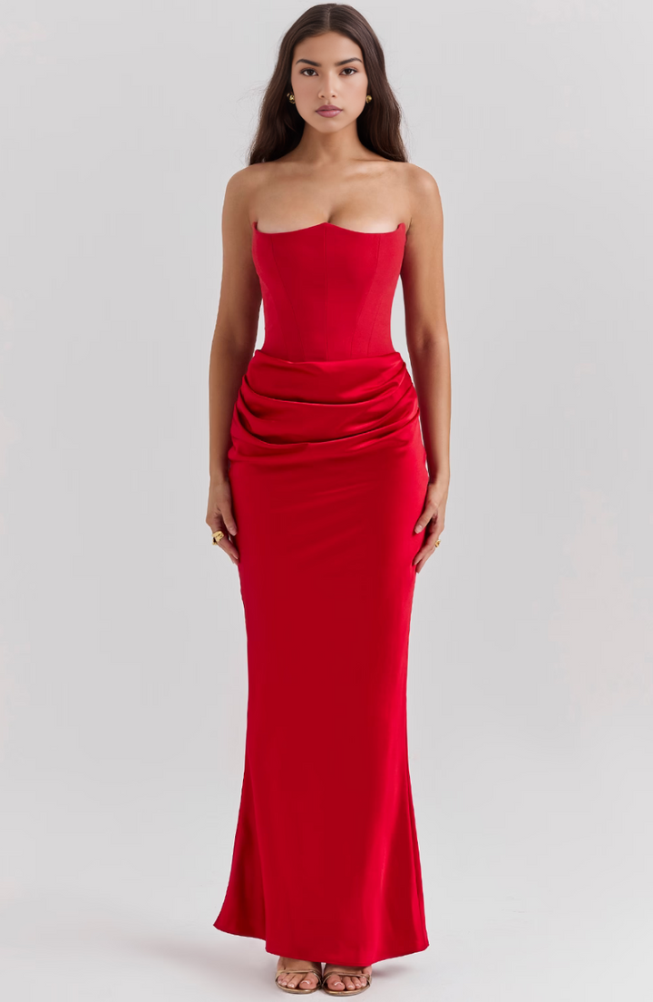 Camille | Women's Wedding Guest Lace Strapless Dress Evening