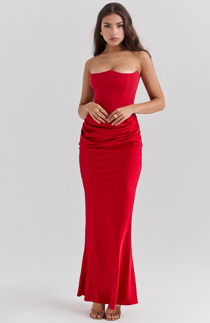 Camille | Women's Wedding Guest Lace Strapless Dress Evening
