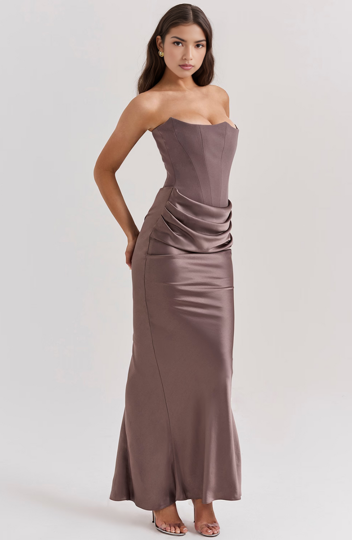 Camille | Women's Wedding Guest Lace Strapless Dress Evening